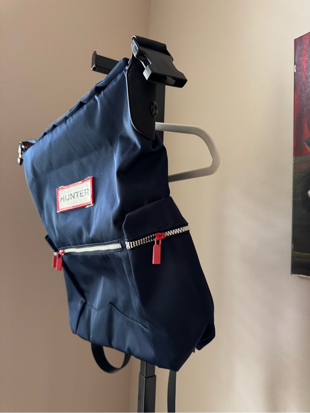 Hunter Black Navy Nylon Backpack with Red Accents - Everyday back pack - Picture 5 of 9